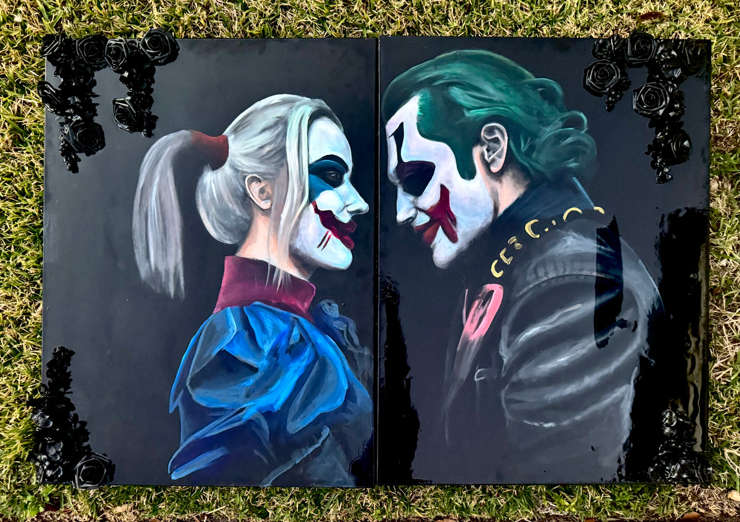 "Joker & Quinn" Original Mixed Media Painting | 2 Panels 30 x 40 in each
