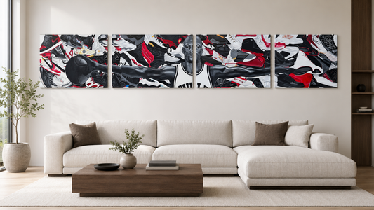 "Wings of 23" - Four Panel Original Acrylic Painting | 192 x 36 in