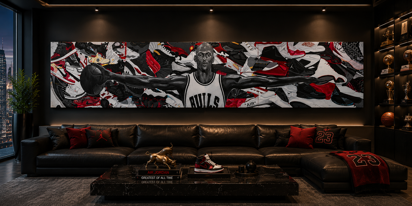 "Wings of 23" - Four Panel Original Acrylic Painting | 192 x 36 in