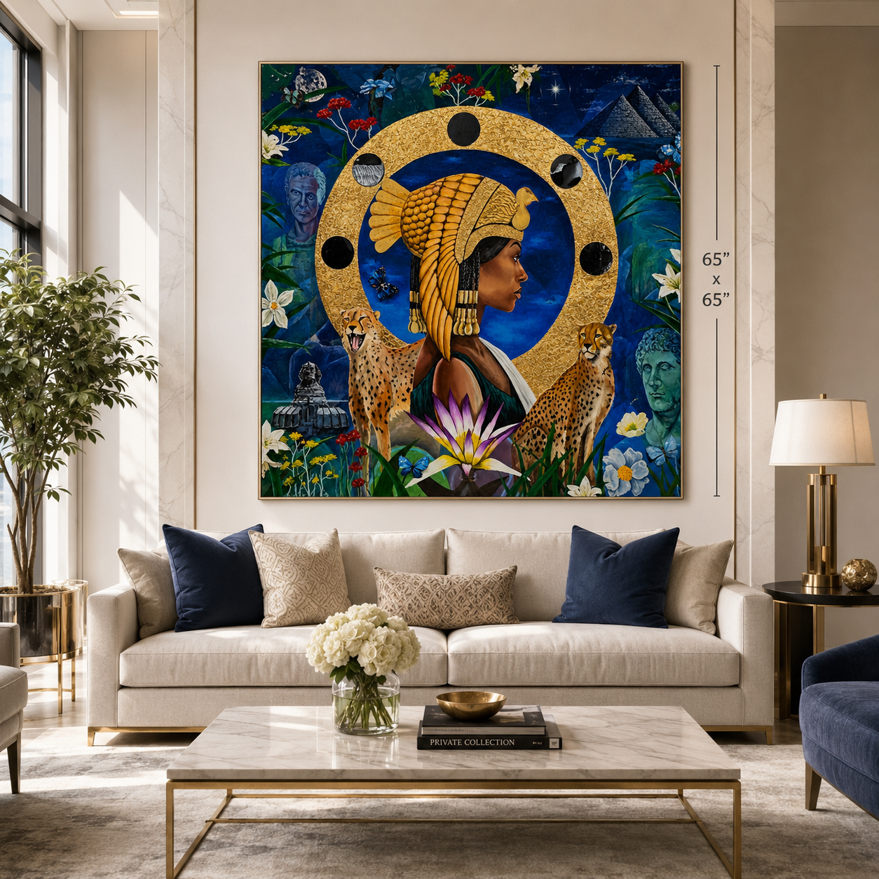 "Cleopatra" Original Mixed Media Painting | 65 x 65 in