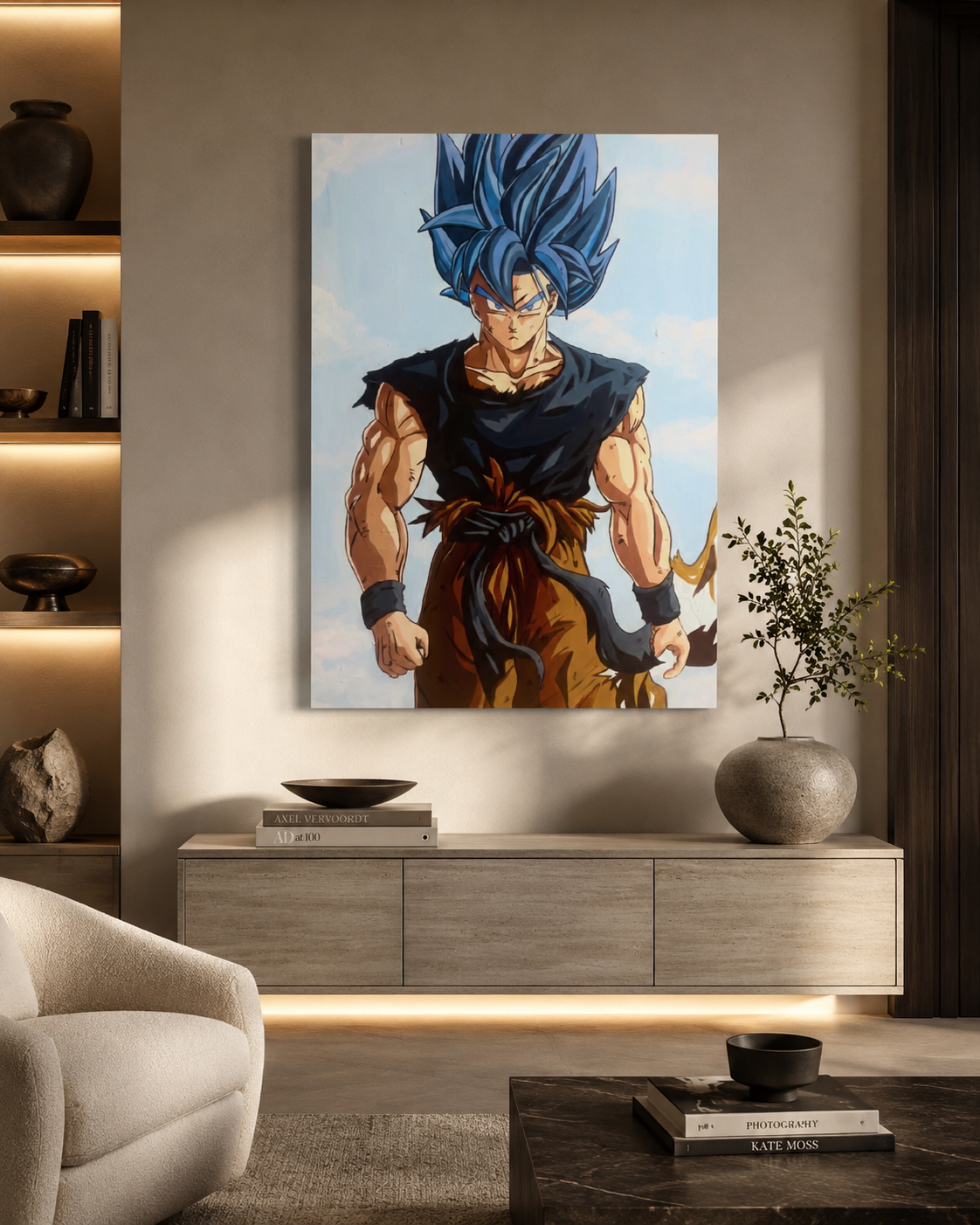 Goku Blue | Anime Inspired Original Painting | 48 x 36 in