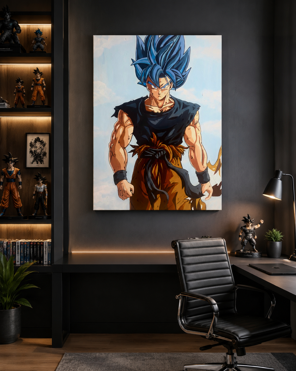 Goku Blue | Anime Inspired Original Painting | 48 x 36 in