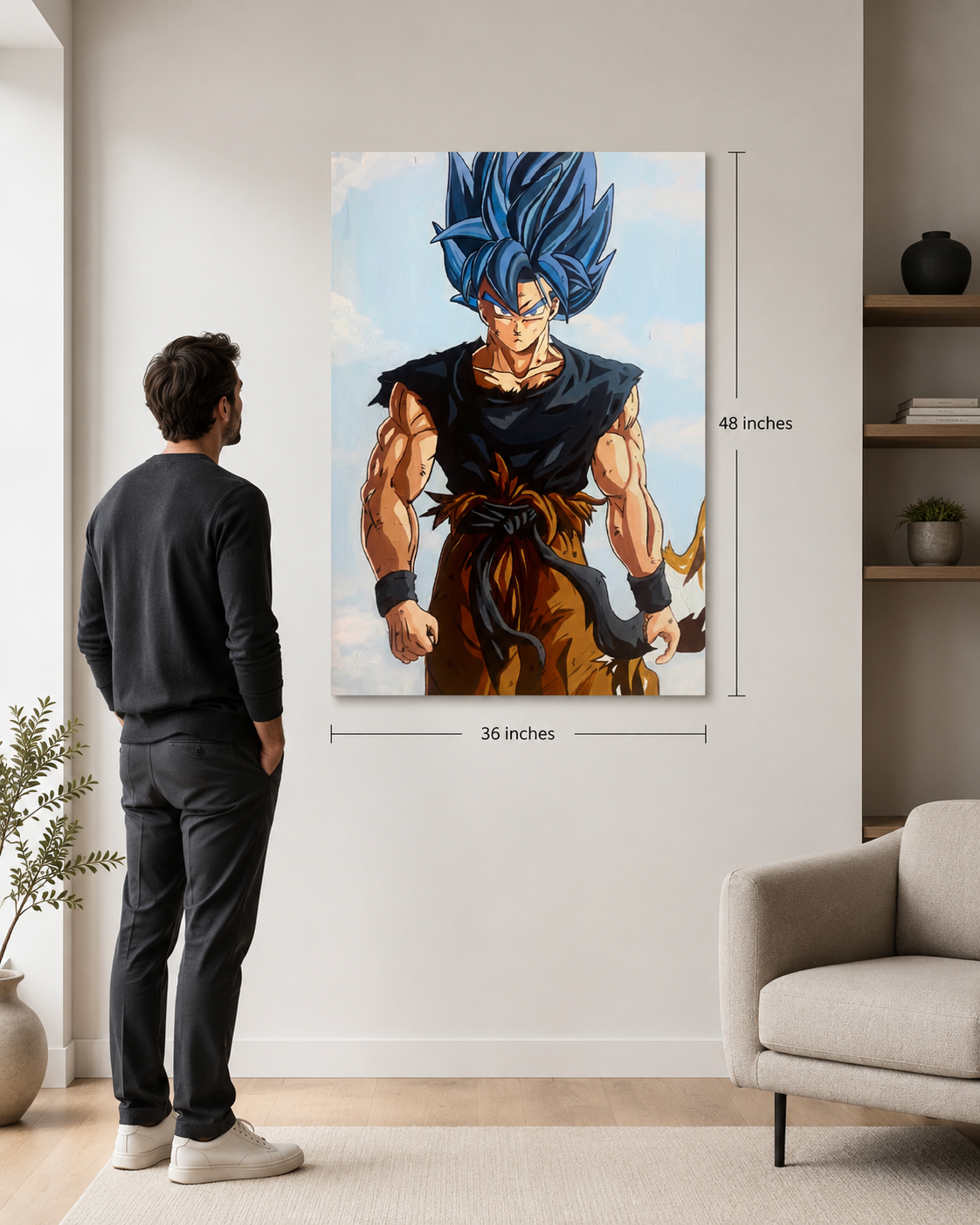 Goku Blue | Anime Inspired Original Painting | 48 x 36 in