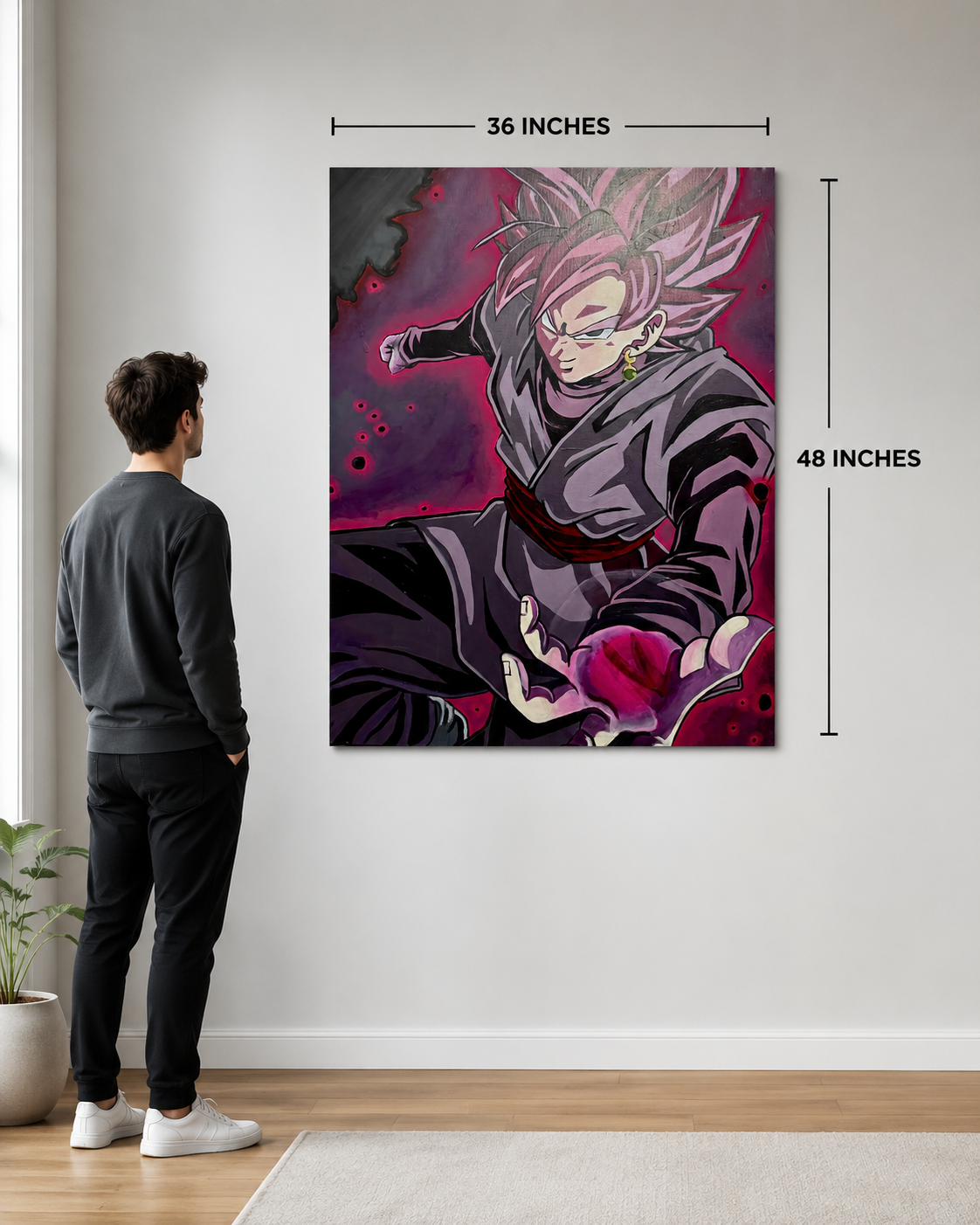 Goku Rose | Anime Inspired Original Painting | 36 x 48 in