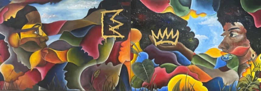 "King and Queen" Original Diptych Painting | 24 x 72 in