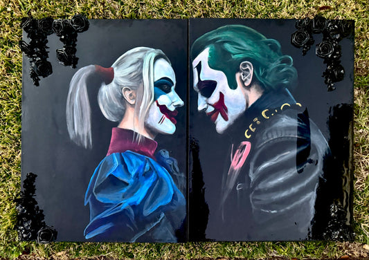 "Joker & Quinn" Original Mixed Media Painting | 2 Panels 30 x 40 in each