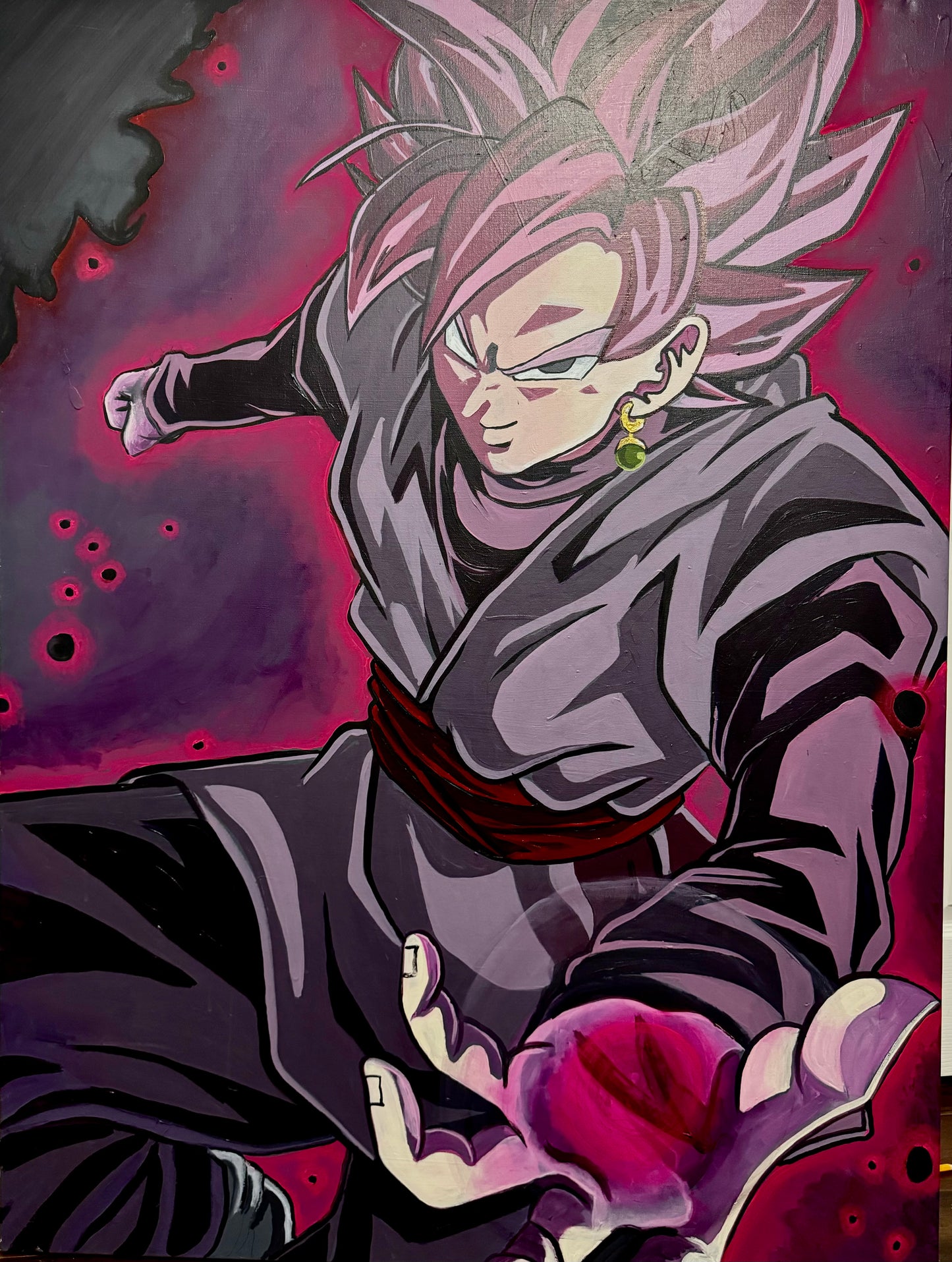 Goku Rose | Anime Inspired Original Painting | 36 x 48 in