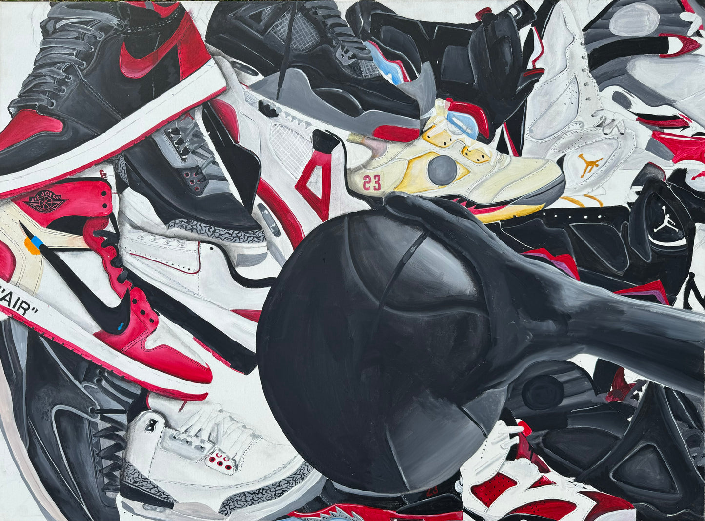 "Wings of 23" - Four Panel Original Acrylic Painting | 192 x 36 in