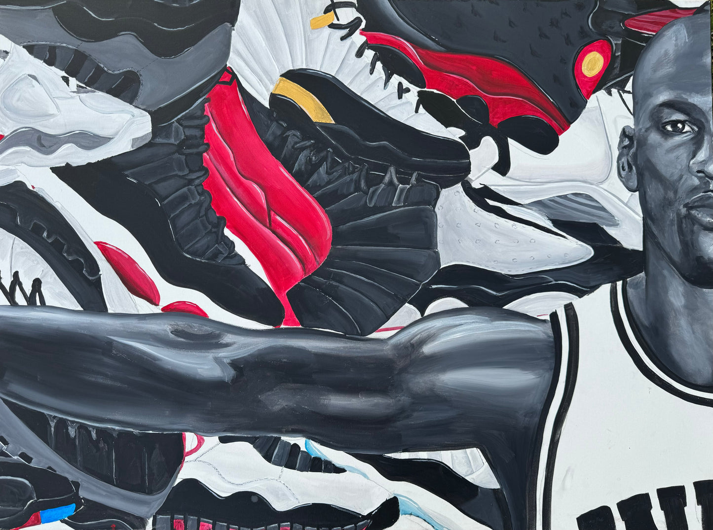"Wings of 23" - Four Panel Original Acrylic Painting | 192 x 36 in