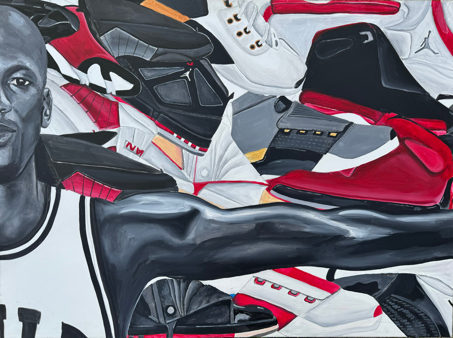 "Wings of 23" - Four Panel Original Acrylic Painting | 192 x 36 in