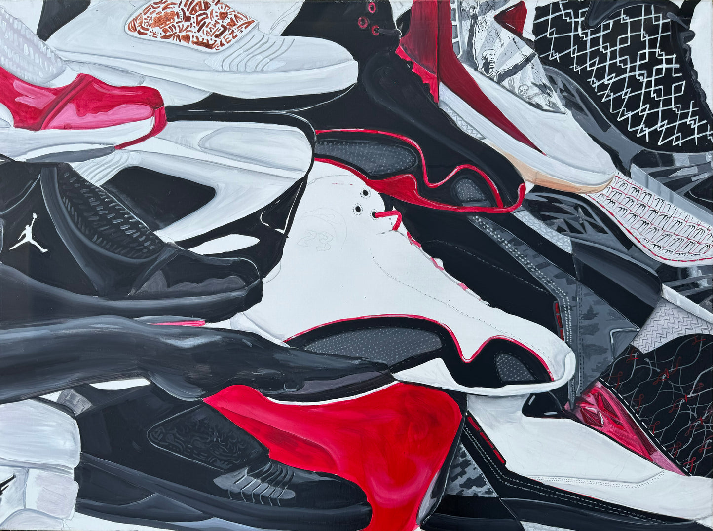 "Wings of 23" - Four Panel Original Acrylic Painting | 192 x 36 in